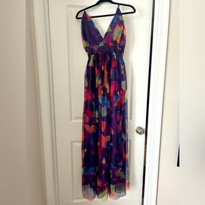 Multicolor Maxi Dress with open back